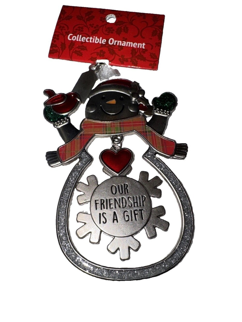 NEW WITH TAGS 2019 Snowman with Cardinal and Heart Our Friendship Is A Gift